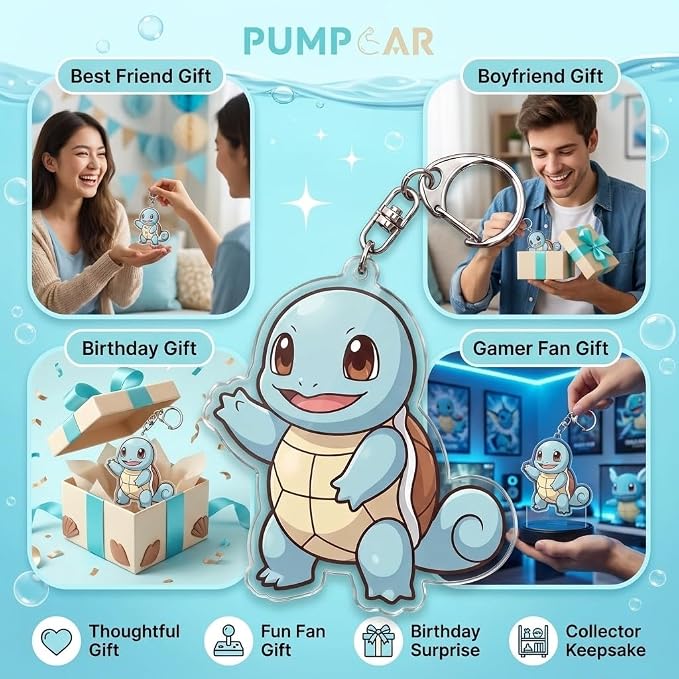 PumpCar Acrylic Keychain Double-Sided Charm Key Ring with Metal Clip Backpack Charm Bag and Car Key Accessory Collectible