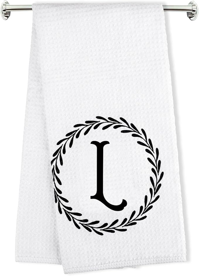 Monogrammed Hand Towels Name Ini-tial Letter L Kitchen Towels,Personalized Gifts for Women Wife Mom,Monogram Dish Towel Decorative Tea Towel 17x23 Inch,for Kitchen Bathroom