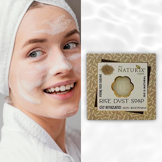 Organic Bar Soap Moisturizing Soap Made from Natural Oil | Hair Hand Face Body Bath Wash | Skin Care Cleanser Shampoo (Rice Powder)