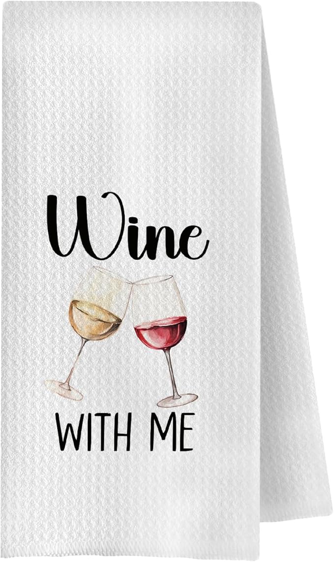 Wine Gifts Kitchen Towels, Gifts for Wine Lovers Dish Tea Bar Towels for Kitchen Bar Cart Decor, Alcohol Gifts for Women Men Decorative Hand Towels, 16x24 Inches