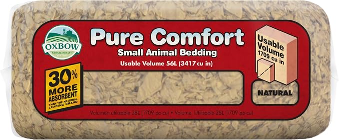 Oxbow Small Animal Bedding, Hamster, Guinea Pig, Rabbit, Natural, USA, 28 L | Pure Comfort, Hamster Bedding, Guinea Pig Bedding, Low Dust, Virgin Paper, Litter Box, Bunny, Rats, Gerbils, Chinchillas