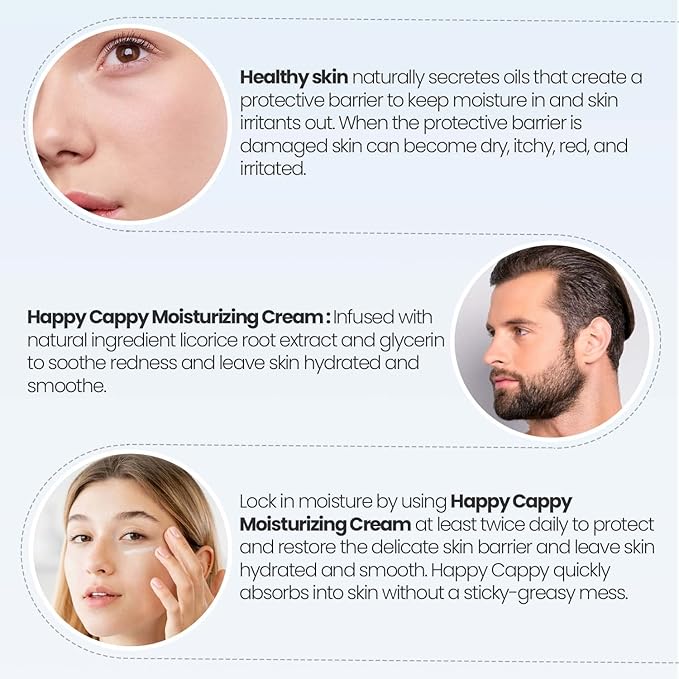 Happy Cappy Moisturizing Cream - Baby Eczema Cream, Eczema Lotion for Kids, Pediatrician-Formulated, Gentle, Paraben Free, Hypoallergenic, Soothes Dry Skin - 12 Fl Oz (Pack of 4)