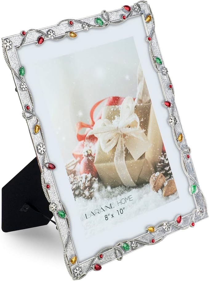 LARAINE Picture Photo Frame 8x10 Metal 2025 Christmas High Definition Display Pictures for Tabletop Home Decorative Holiday Gift (Silver,8x10)