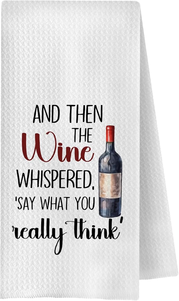 Funny Wine Kitchen Towels, Gifts for Wines Lovers Dish Tea Bar Towels for Kitchen Bar Cart Decor, Wine Gifts for Women Men Decorative Hand Towels, 16x24 Inches