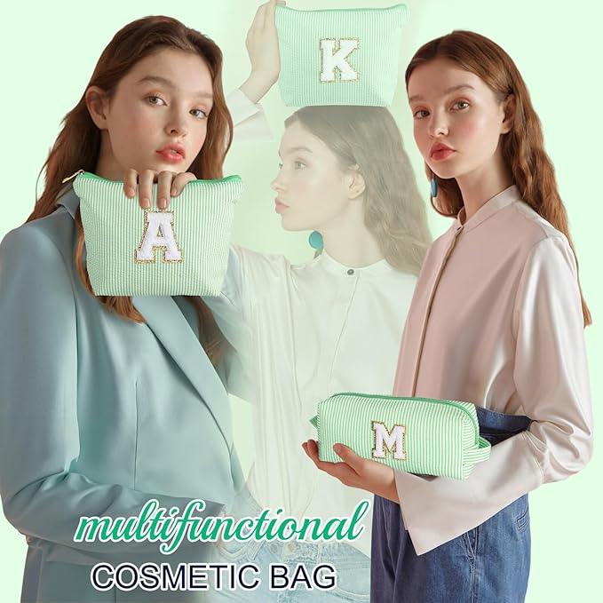 YOOLIFE 2 Travel Makeup Bags for Women - Cute Makeup Bag Makeup Bag Organizer Make Up Bag Travel Essentials Makeup Bag Personalized Gifts Friend Gifts for Women Teenager Bridesmaids Letter B