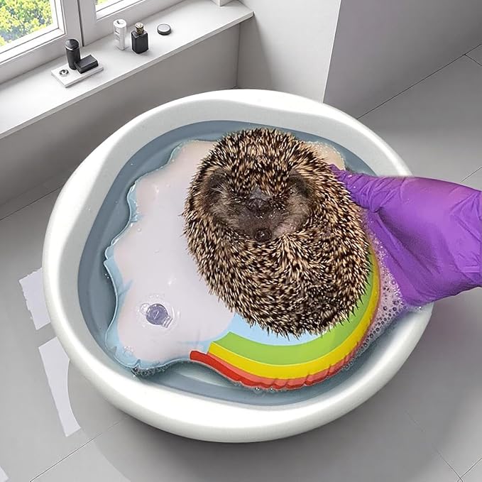 7 Pcs Hedgehog Bath Supplies Kit, Small Animal Bath Supplies Include Bathtub, Nail Clippers, Cleaning Brushes, Towel, Swim Ring for Pet Hamster Hedgehog Guinea Pig Rabbit Cat Kitten