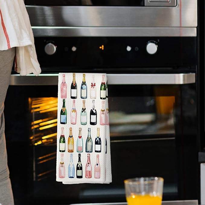 Bar Cart Accessories Kitchen Towels, Bar Cart Decor, Champagne Accessories Bathroom Decor, Hostess Gifts for Women, Cocktail Gift Bachelorettes Decorative Tea Dish Towels 16x24 Inch