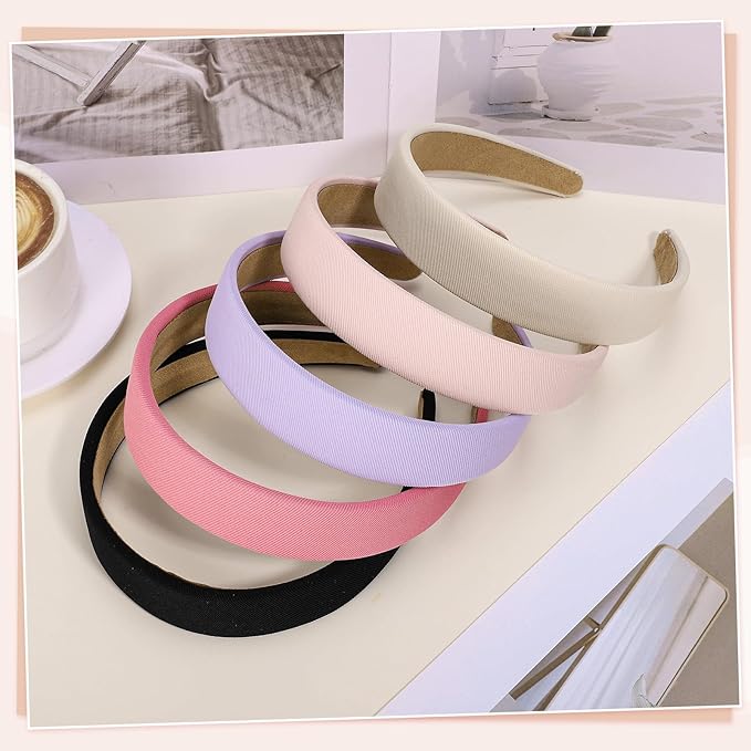 obeoby Cute Pink Headbands, 5Pcs Non Slip Wide Headband Hair Accessories Teen Girls Trendy Stuff Gifts