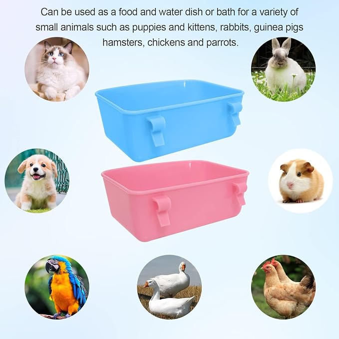 6 Pack Feeder (Blue, Pink), Hanging Feeder,Food and Water Container, Bath Water Bowl Universal for Birds Hamsters Mice Rats Rabbit Guinea Pig Small Pets (S) (M)