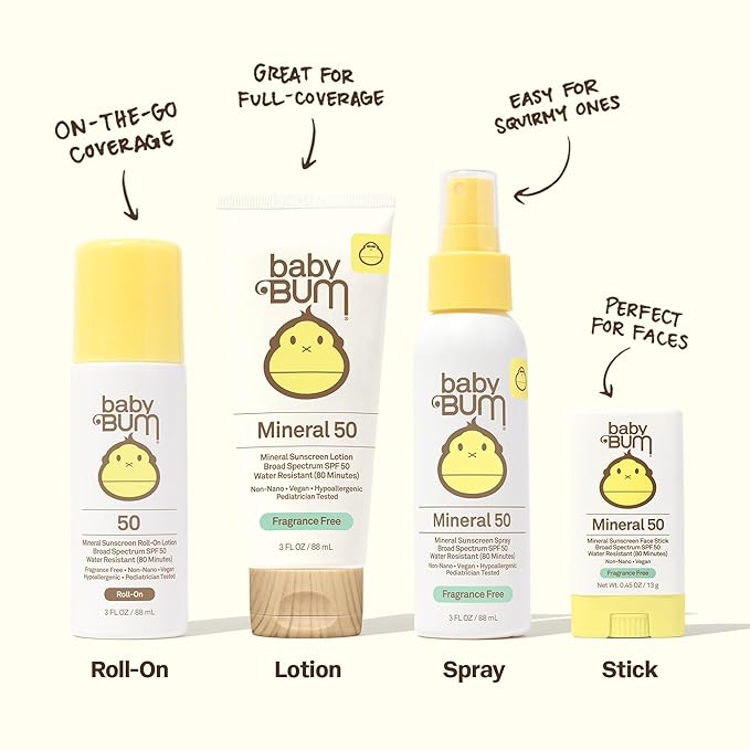 Sun Bum Baby Bum Mineral SPF 50 Roll-On Sunscreen - Vegan and Hawaii 104 Act Compliant (Without Octinoxate & Oxybenzone) - Broad Spectrum Moisturizing UVA/UVB - Travel Size - 3 oz