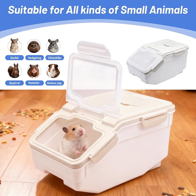 Saim Extra Large Chinchilla Sand Bath Container, 7.4-Inch Hight Dust Bath House with Low-Mess Lid & Scoop, Digging Box for Hamster Hedgehog Small Animals - Gray