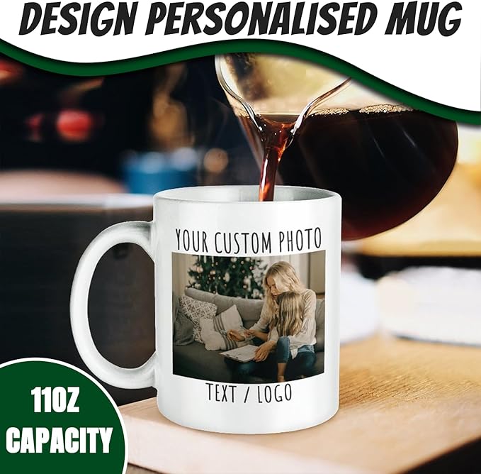 Custom Mug - Personalized Coffee Mug with Image, Logo, or Text | Custom Photo Cup | Customized 11 Oz Ceramic Tea Cup Taza Personalizadas Custom Gifts for Men & Women