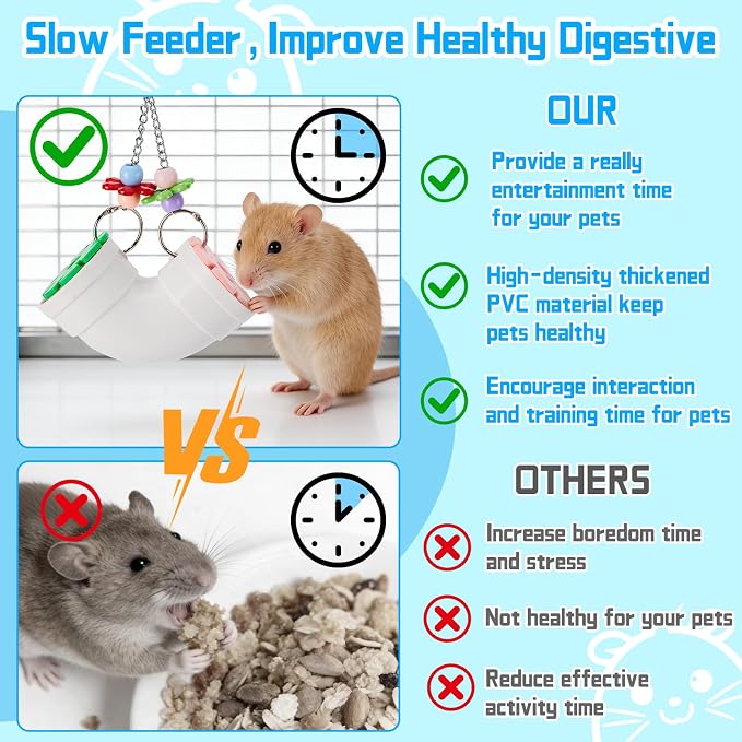 AOWPFVV Rat Enrichment Toys,Hanging Rat Foraging Toy for Cage Accessories | Slow Feeder Fancy Cage Puzzle Toy for Rats & Mice&Birds,Boredom Breaker and Keep Teeth Health