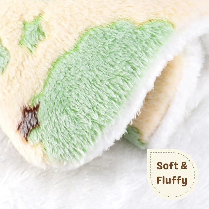 2 Pcs Bunny Bed, Washable Rabbit Bed, Double-Sided Fleece Sleeping Pad for Guinea Pig, Dwarf Rabbit, Chinchilla, Ferret, Hamster, Warm Small Animal Cage Mat, 13x10in, Yellow Star & Moon