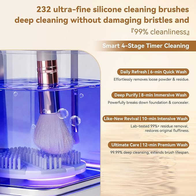 5-in-1 Electric Makeup Brush Cleaner & Dryer Machine- Portable Automatic USB Cosmetic Brushes Cleaner Tool with Deep-Clean Silicone Brush for All Size Brushes (Contour, Eyeshadow, Blush)