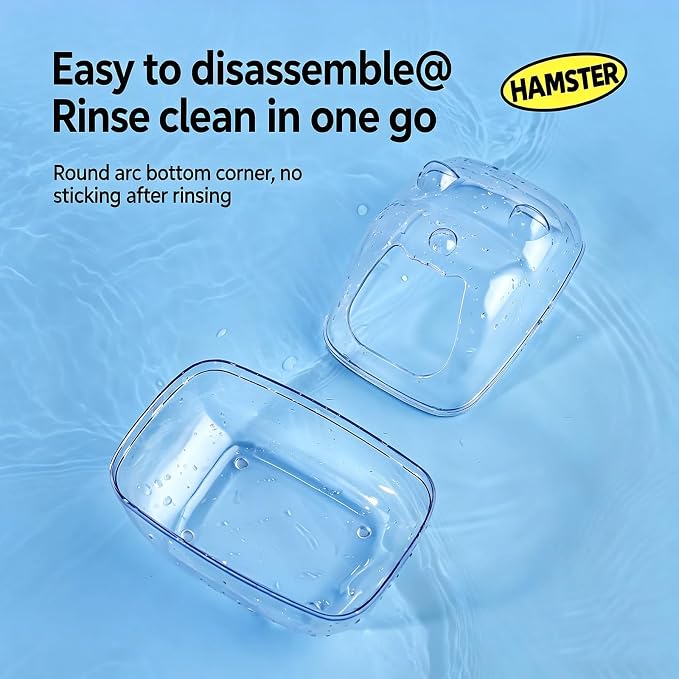 Hamster Bathtub,Sand Bath Container,Mouse dig Box,Splash Proof Hamsters Sand Box Bathroom,Transparent House sandbath for Hamsters,Hamster Toilet Small Animal Habitat Décor(M 5.7 * 4 * 4inches)