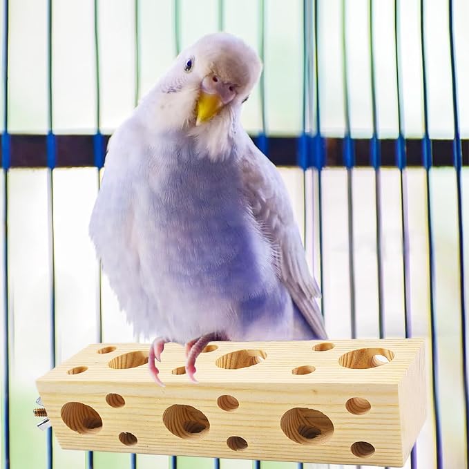 Wooden Bird Chewing Perch,Parrot Chew Block Toys for Medium Birds Parakeet Grinding Perch Foraging Toy Cockatiel Shredding Wood Stand for Budgie Lovebird Conure