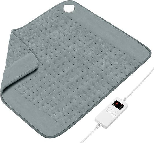 20" x 24" Heating Pad for Back Knee Leg Muscle Pain Cramps Relief, Electric Heating Pad for Women Mom Gifts with Moist Dry Option & 6 Heat Levels & Auto Off (Gray)