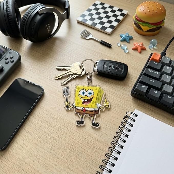 PumpCar Acrylic Keychain Double-Sided Charm Key Ring with Metal Clip Backpack Charm Bag and Car Key Accessory Collectible