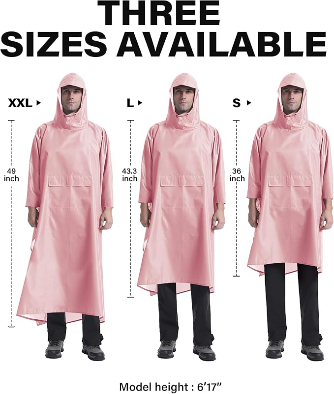 iCreek Hooded Rain Poncho Packable Unisex Raincoat Jacket with Pocket Waterproof Lightweight for Hiking, Camping, Outdoor