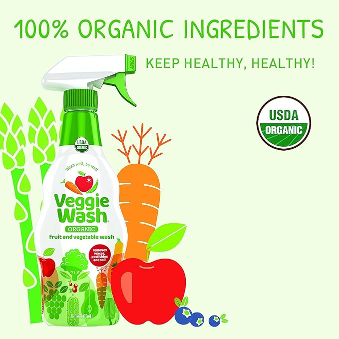 Veggie Wash Organic Fruit and Vegetable Wash Soaker, 32 Fluid Ounce
