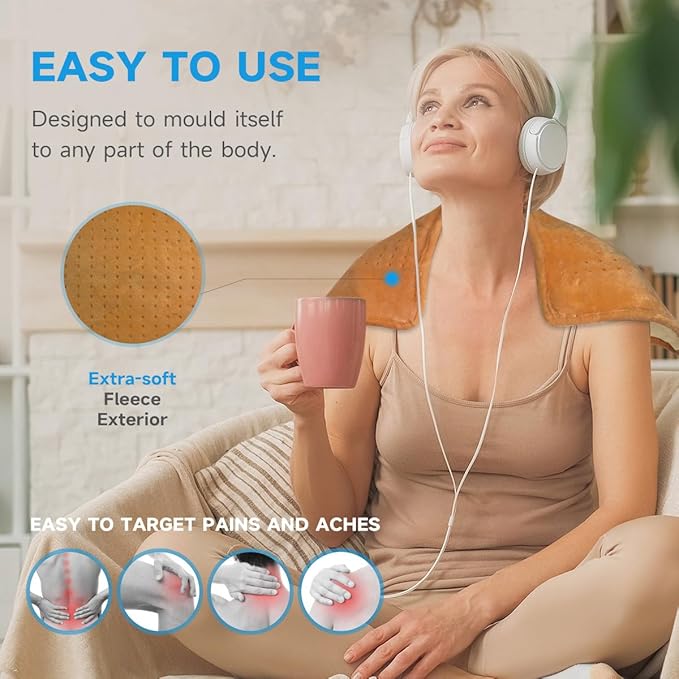 GOTCOZY Heating Pad for Back Pain Relief & Cramps,Electric Heating Pads for Neck and Shoulders with 2H-Auto Shut Off and 5 Heat Settings,Gifts for Mom Men 12''X24''(Biscuit)