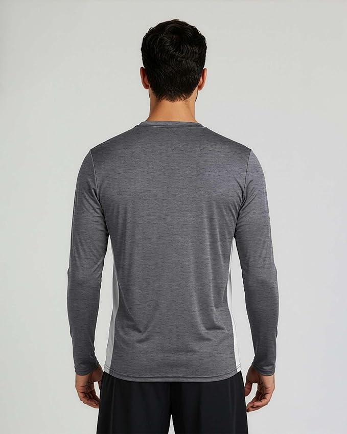 Real Essentials 4 Pack: Mens Long Sleeve Dry Fit T Shirts Hiking Fishing Workout Gym Work Sun UPF 50 Wicking Running Tee