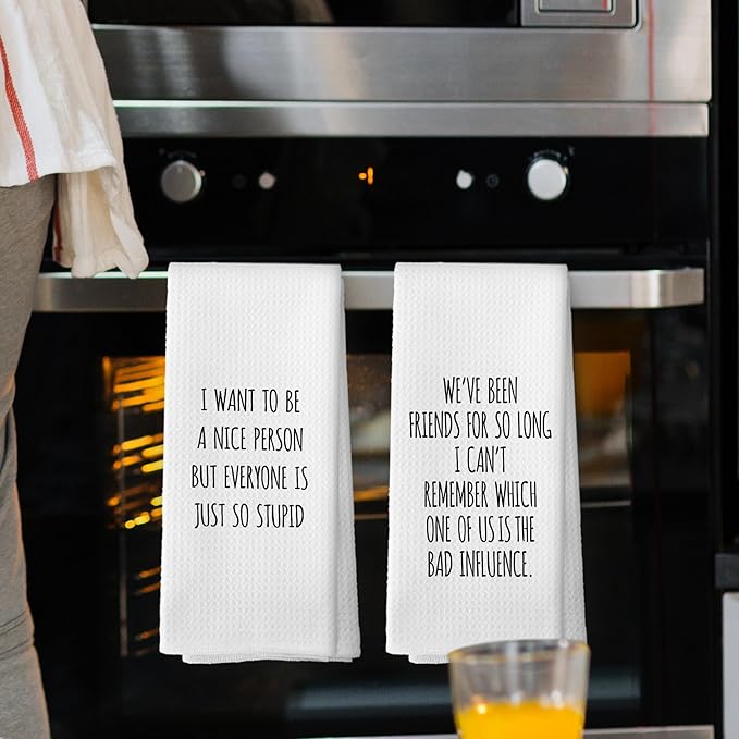Sarcastic Humorous Gift Kitchen Towels Set of 2, Sarcasm Towels Adult Humor Funny Hand Towel, Sarcastic Gifts for Women Decorative Tea Towel Dish Towels 16x24 Inch