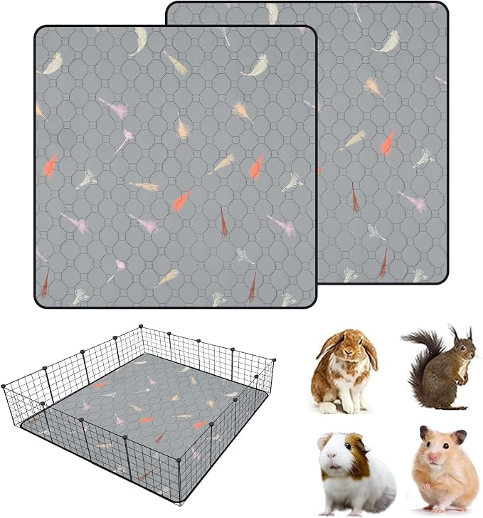 2Pcs Guinea Pig Cage Liners,Guinea Pig Fleece Cage Liners48''X48'' Super Absorbent Washable Pee Pads Reusable for Rabbit Hamster Chinchilla