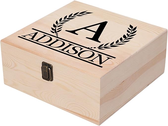 Personalized Keepsake Memory Box - Custom Name Wooden Decorative Storage With Lid for Women Men - Customized for Birthday, Anniversary, Wedding, Graduation