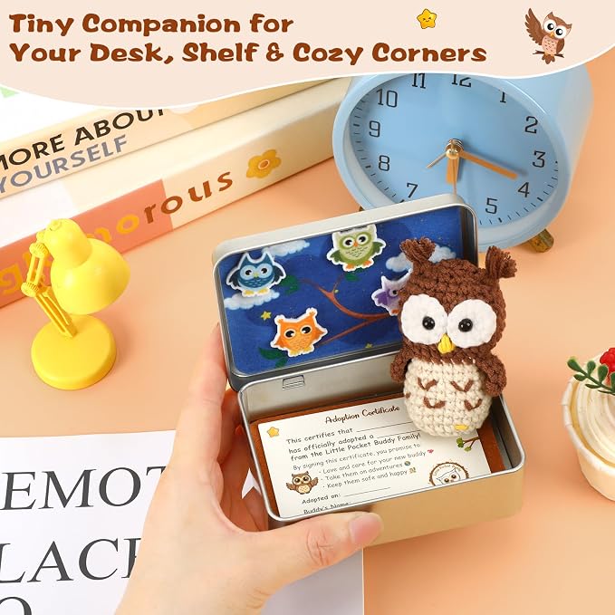Little Pocket Owl Mini Owl Study Buddy, Back to School Keepsake Gifts | Cute mini owl in a pocket tin, a collectible desk gift for teacher student, back to school gifts