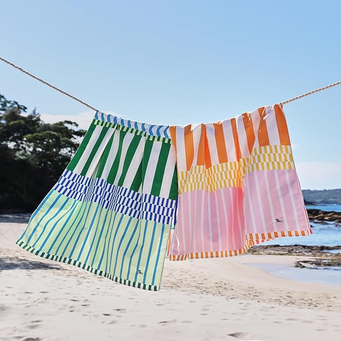 Dock & Bay Beach Towel - Quick Dry, Sand Free - Compact, Lightweight - 100% Recycled - Includes Bag - Summer Sugar - Set of 6 - Large (160x90cm, 63x35)
