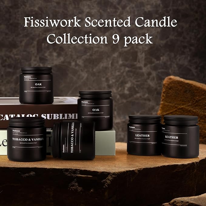 9 Pack Scented Candles Set Gifts for Men, Aromatherapy Candle Set with Scents （Sandalwood Rose/Lemon Citrus & Verbena/Bergamot）- Gift for Dad, Boyfriend, Birthday, Father’s Day, Anniversary