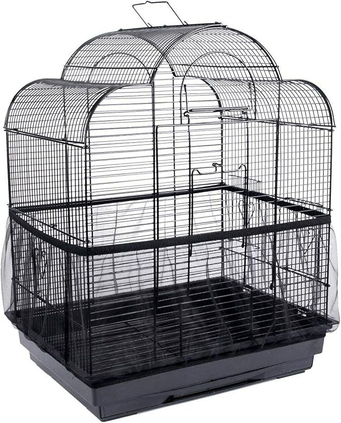 Universal Bird Cage Seed Catcher,Seed Catcher Guard Net Cover,Parrot Nylon Mesh Net Cover,Soft Airy Cage Net Stretchy Skirt for Round Square Cages