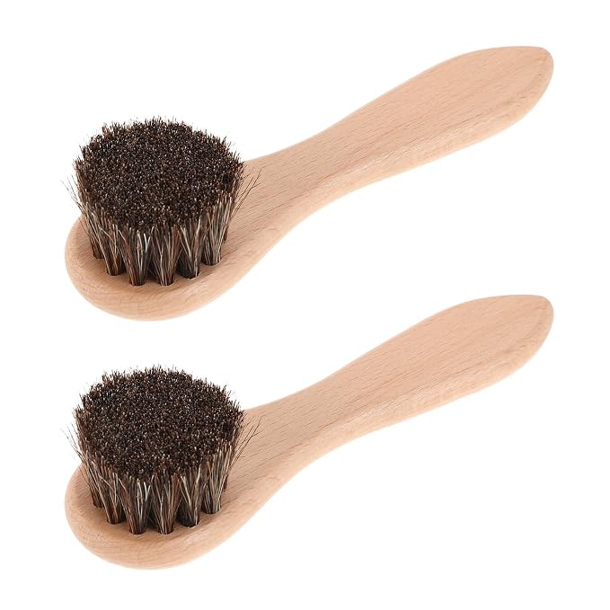 ibasenice 2pcs Small Pet Grooming Brush with Soft Boar Bristles and Beech Wood Handle, 4-inch Bathing Massage Comb for Hamsters, Rabbits, Guinea Pigs, and Ferrets