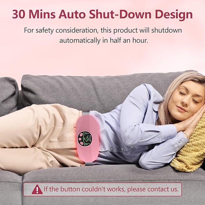 Heating Pad for Period Cramps Portable Cordless 3S Fast Period Heating Pad Cramp Relief with 3 Heat Levels and 3 Massage Modes Menstrual Electric Waist Wrap Belt for Pain Relief Gifts for Her