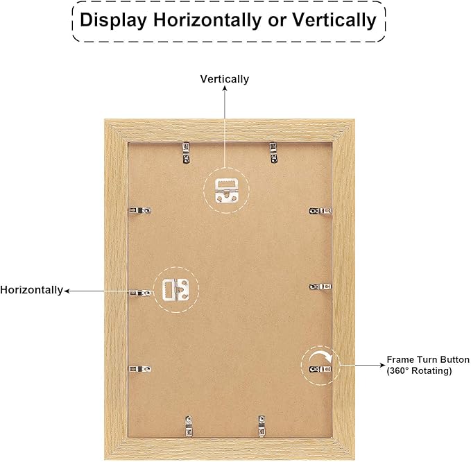 11x16 Picture Frame Display 3 opening Picture Frame 5x7 and 8x10 Collage,Multi Photo Frame with Mat,Plexiglass,Horizontal and Vertical Formats for Wall Decor,Natural Wood Grain
