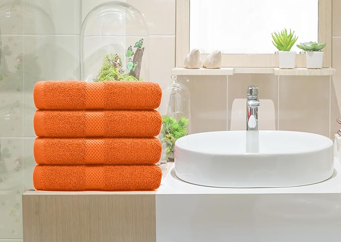 DAN RIVER 6-Pack Premium Hand Towels (16x28 Inches) - 100% Cotton, Ultra Soft, Lightweight, Highly Absorbent Towels for Bathroom, Spa, Gym, Salon, Hotel, and Travel - 550 GSM – Orange