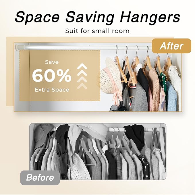 HOUSE DAY Closet Organizers and Storage, College Dorm Room Essentials - 60 Pack Clear Clothes Hanger Connector Hooks, Heavy Duty Hangers Organization, Premium Space Saving Hangers