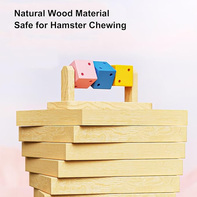 Hamster Enrichment Toys, Hamster Chew Toys, Wooden Small Animal Cage Accessories, for Syrian & Dwarf Hamsters, Gerbils, Rats