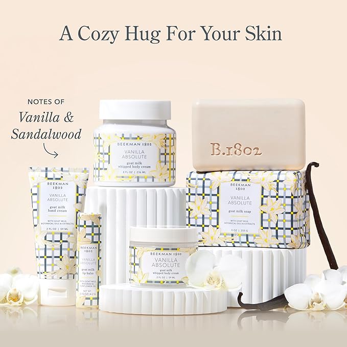 Beekman 1802 Whipped Body Cream, Vanilla Absolute - Scented - 8 oz - Intensely Hydrating & Softens Skin - With Goat Milk - Good for Sensitive Skin - Cruelty Free