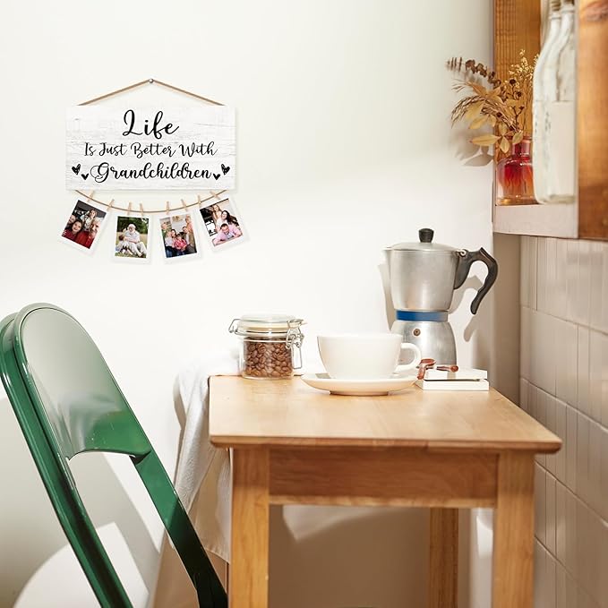 Grandparents Gift Picture Frame Photo Holder for Wall, Grandmother Grandpa Gifts, Nana and Papa Pop Gifts from Grandson Grandchildren Granddaughter, Grandparent's Day Hanging Photo Display