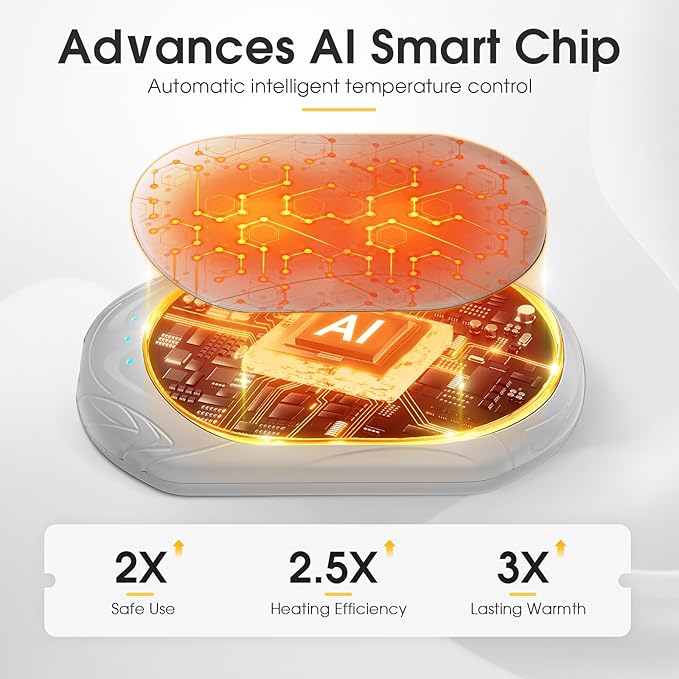 AI Hand Warmers Rechargeable 2 Pack, AI Smart Chips Electric Hand Warmers, 20Hrs Long Safe Heat, Portable Pocket Heater, Gifts for Christmas, Outdoor, Hunting, Golf, Camping Accessories