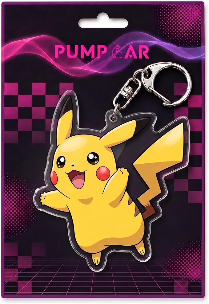 PumpCar Acrylic Keychain Double-Sided Charm Key Ring with Metal Clip Backpack Charm Bag and Car Key Accessory Collectible