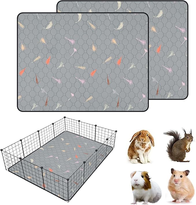 2Pcs Guinea Pig Cage Liners,Guinea Pig Fleece Cage Liners42''X56'' Super Absorbent Washable Pee Pads Reusable for Rabbit Hamster Chinchilla