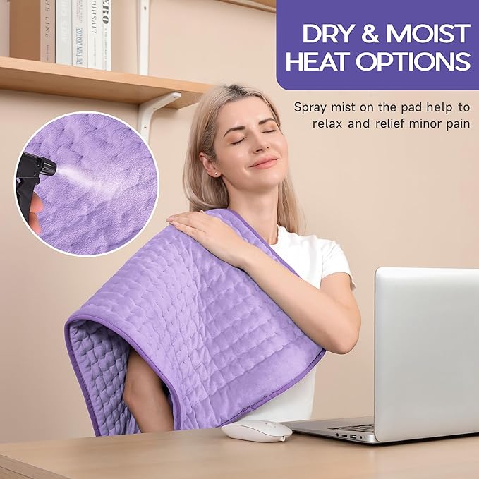 Heating Pad for Neck and Shoulders and Back, Electric Heating Pad for Period Cramps with 6 Heating & 4 Timer Setting, Easy Machine Washable, Best Gifts for Parents (17'' x 33'')
