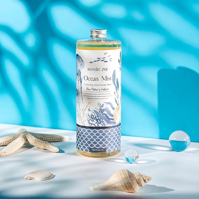 ROMIIE ZOI Foaming Hand Soap Refill, Ocean Mist, Gentle & Moisturizing Formula for Home & Kitchen, 1 L/ 33.8 FL OZ