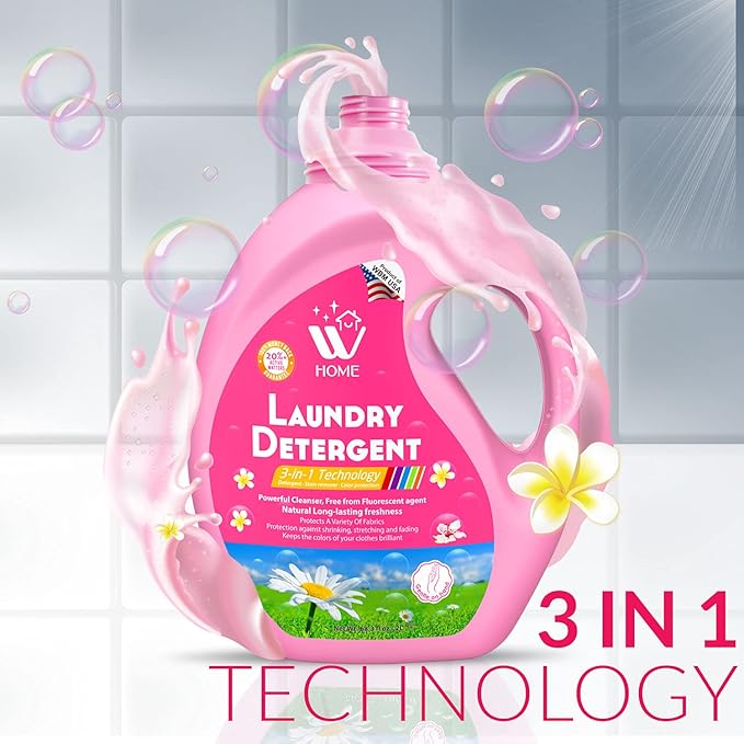 WBM Laundry Detergent Liquid,Concentrate High Efficiency Liquid Laundry Detergent with Long Lasting Fragrance - 35.2 Oz, 50 Loads