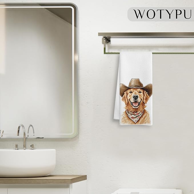 Golden Retriever Gifts Kitchen Towels, Golden Retriever Dog Gifts for Women Dish Tea Towel for Kitchen Decor, Golden Retriever Gifts Hand Towels for Bathroom Decor, 16X24 Inch