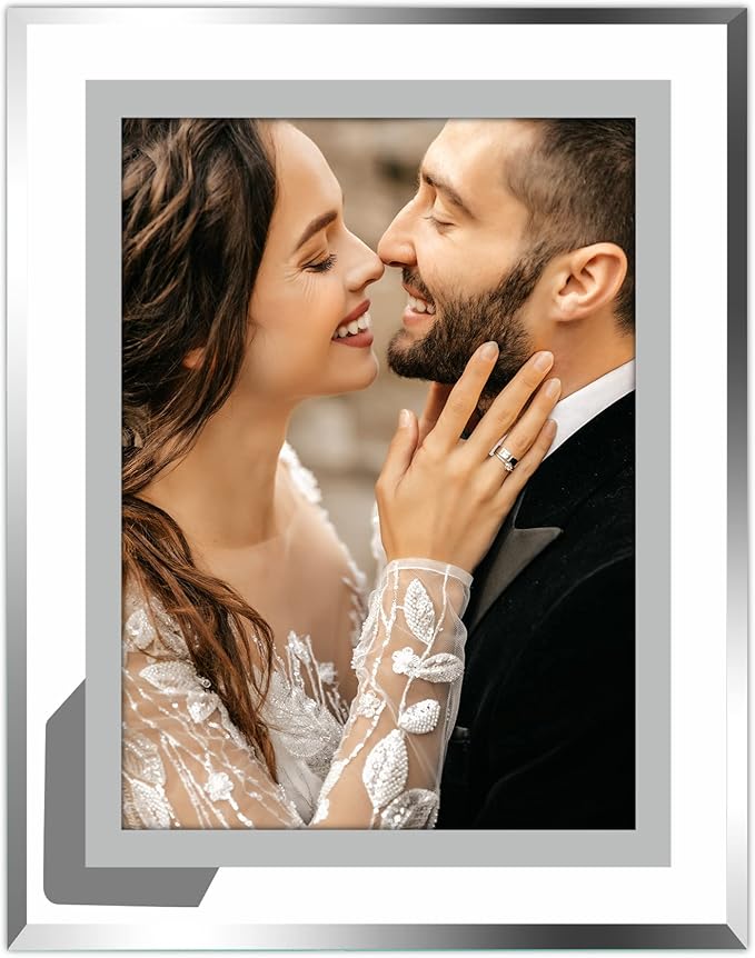 Vienrose 8x10 Picture Frame Set of 1, Clear Glass Photo Frames with Silver Edge, Horizontal or Vertical Display for Tabletop, Desk, Home, Office Decoration
